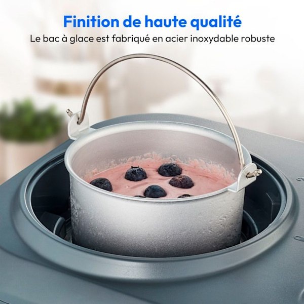 MEDION Ismaskine med kompressor (velegnet til at lave is, frozen yoghurt & sorbet, 1 liter, 100 blå
