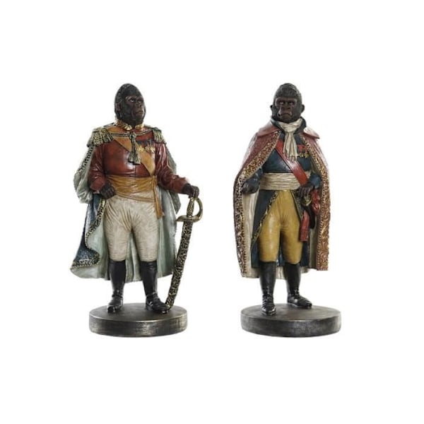 dekorativ figur 14 x 12,5 x 31,5 cm brun flerfarvet kolonigorilla (2 enheder)