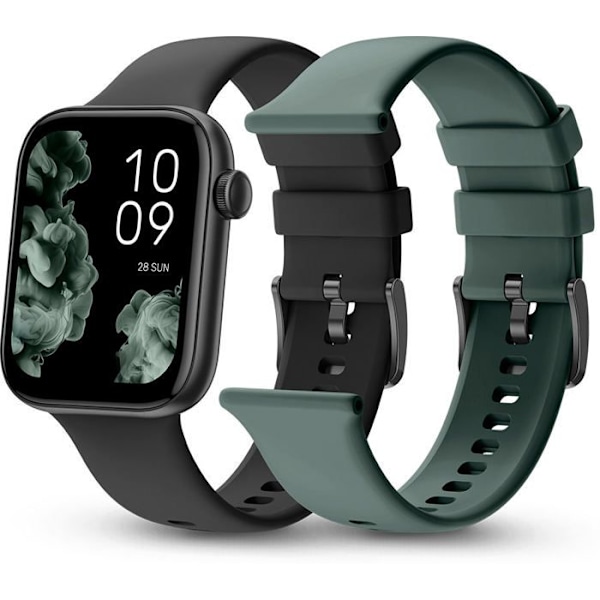 SPC Smartee Duo 2 - Forbundet ur med ekstra lænke, 1,78” AMOLED-skærm, 7-dages batteri - Sort/grøn