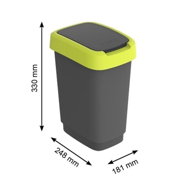 Sopcontainer för avfall Swing Rotho Twist 10L svart och limegrön svart och limegrön