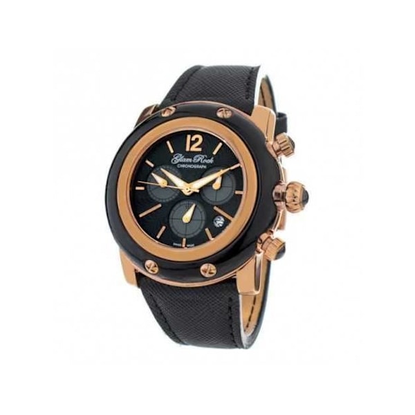 Damklocka - Glam Rock - GR10143 - Ø 46 mm - Läder - Vattentät 10 Atm Svart