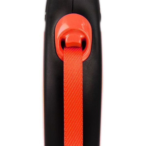 Hundesnor - FLEXI - Ny Neon S Tape - 5 m - Sort/Orange - Reflekterende svart/orange