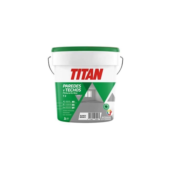 Acrylmaling - Titan - T-3 - Hvid - Mat - 1l Vit