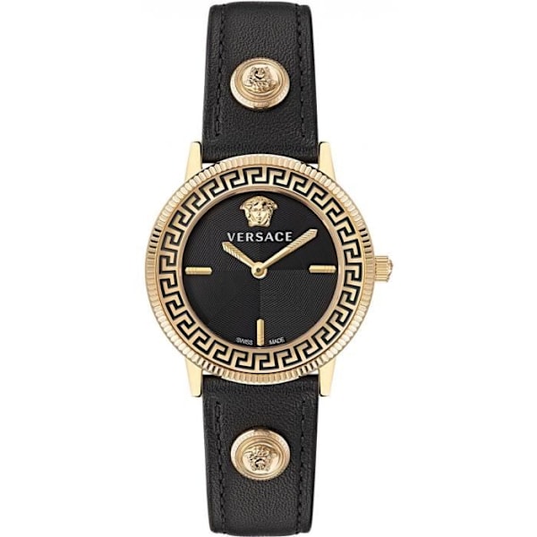Kvinna Kvartsur - VERSACE - V-Tribute VE2P00222 - Svart - Läder - Chic Svart