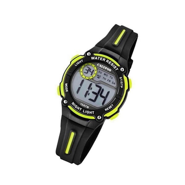 Børneur - Calypso - Digital Crush - Kvarts - Sort Plast Rem - 10 Atm Sort, Gul