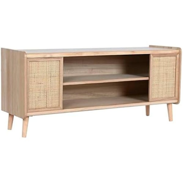 TV-hylly - HOME ESPRIT - Luonnollinen rotta - Paulowniapuu - 125 x 45 x 40 cm - Nykytyyli Flerfärgad