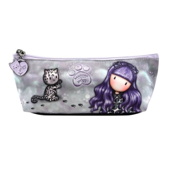 Skoleetui - Gorjuss - Smitten kitten - Sort - Hvid - Lynlås - 22,3x8,8x5,7cm Svart vit