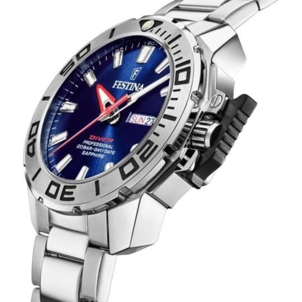 Kello - FESTINA - The Originals Diver F20665/1 - Kvarts - Ruostumaton teräs - 46 mm Blå, Silver