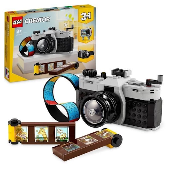 LEGO® 31147 Creator 3-i-1 retrokamera, transformerbart legetøj med 3 modeller, kontor- og soveværelsesindretning