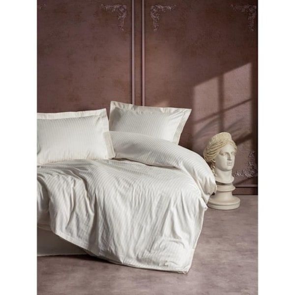 Sängkläder - 1 påslakan 220 x 240 cm + 2 örngott 60 x 60 cm - Satin 100% bomull - Ecru Ecru