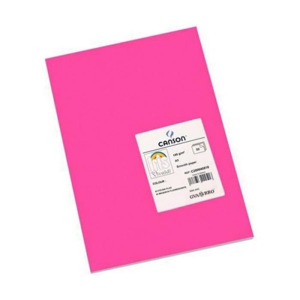 Slät färgpapper Canson Iris Vivaldi A3 250g-m² Neonrosa - 50 st.