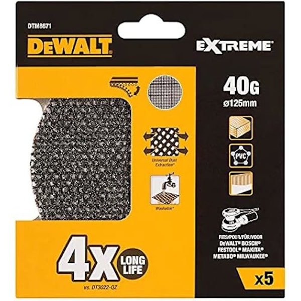 DEWALT DTM8671-QZ 125 mm 40 kornnetslibeskive til orbitalsliber