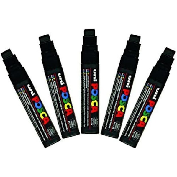 Uni-Ball Posca Ekstra markør med bred mejselspids - Sort (pakke med 5) Svart