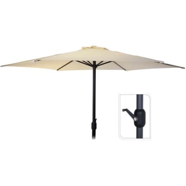 Parasol - AMBIANCE - D300cm - Aluminium - Polyesterdug - Lige mast grädde