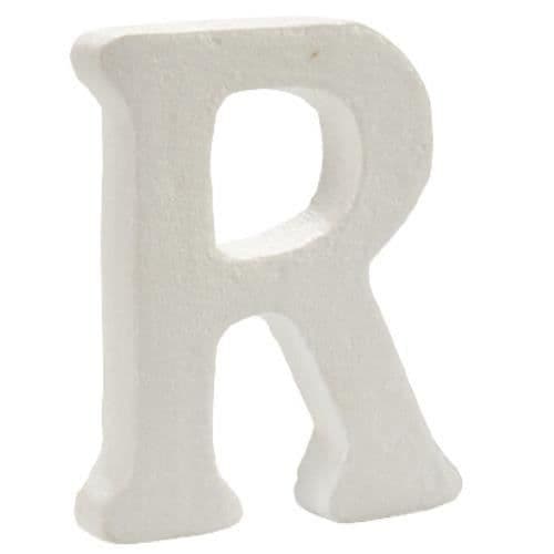 Dekorationsbogstav - R - Polystyren - Hvid - 12,5 x 2 x 15 cm