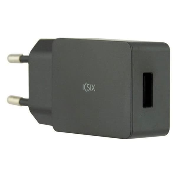 Vægoplader - KSIX - USB A til USB C - Farve Sort - 1m - 5V 2.4A Sort