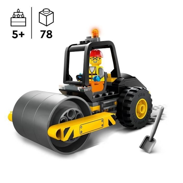LEGO® 60401 City Construction Road Roller, mallirekka-lelu, jossa on työntekijöiden minihahmoja Flerfärgad