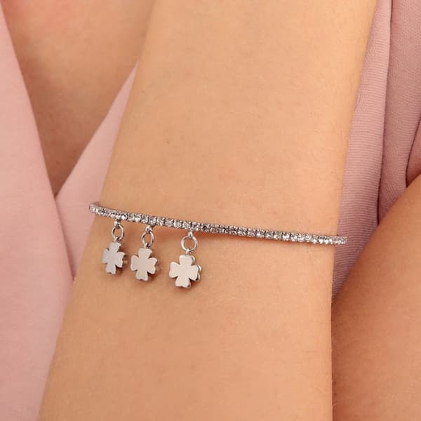 LUX BANGLES BR LPS 4BLAD KLØVER - LPS05AQC10 Hvid