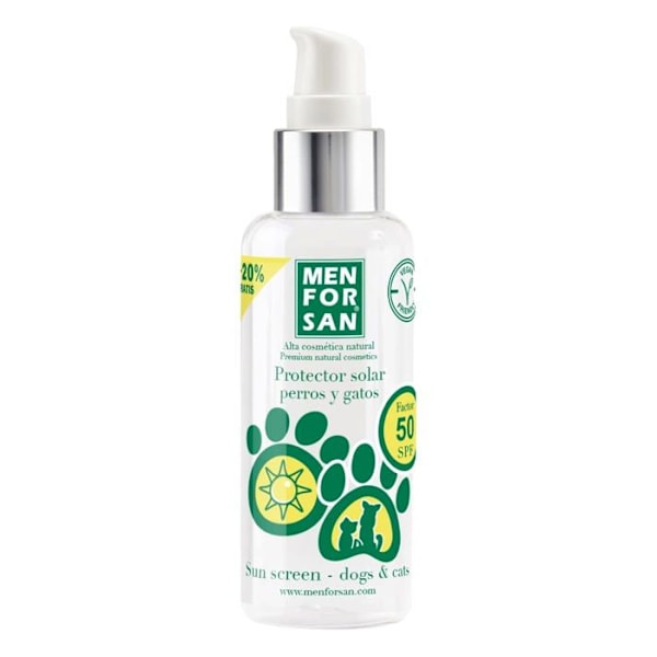 Menforsan Solcreme Faktor 50 til Hunde og Katte 60ml, Beskytter huden mod UVA- og UVB-stråler, Vandafvisende