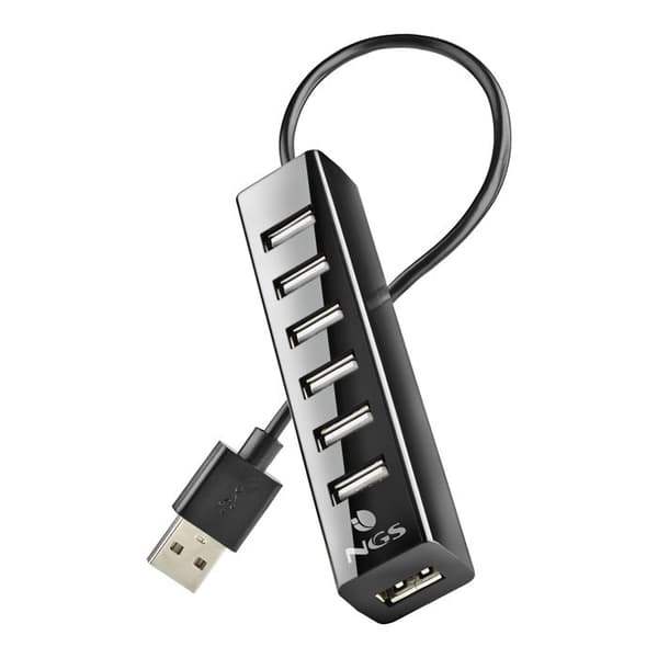 USB 2.0 Hub - NGS - IHUB7 TINY - 7 porte - Strømadapter 5V-1A - Plug and Play