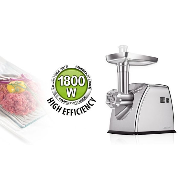 Elektrisk köttkvarn - MPM - MMM-07 - Rostfritt stål - 1800W - Korvstoppningsutrustning Pengar