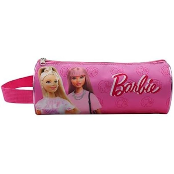 LEGETASKER Barbie Runde Penalhus 8 x 22 x 8 cm, Unisex børneskolerygsæk, Sort, L Svart