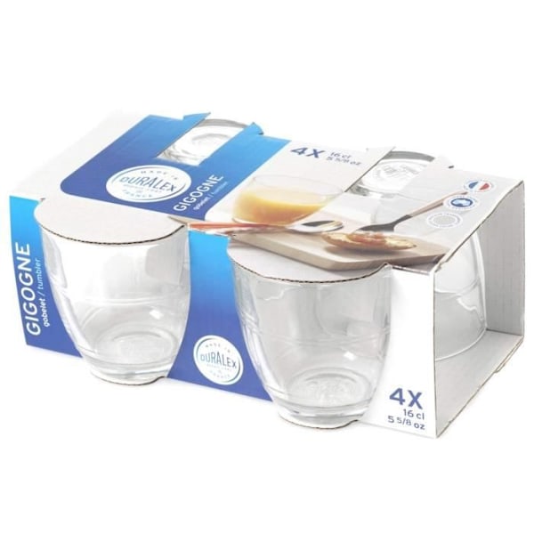 Verres Gigogne - DURALEX - Sæt af 4 - Lav form - 16 cl - Glas