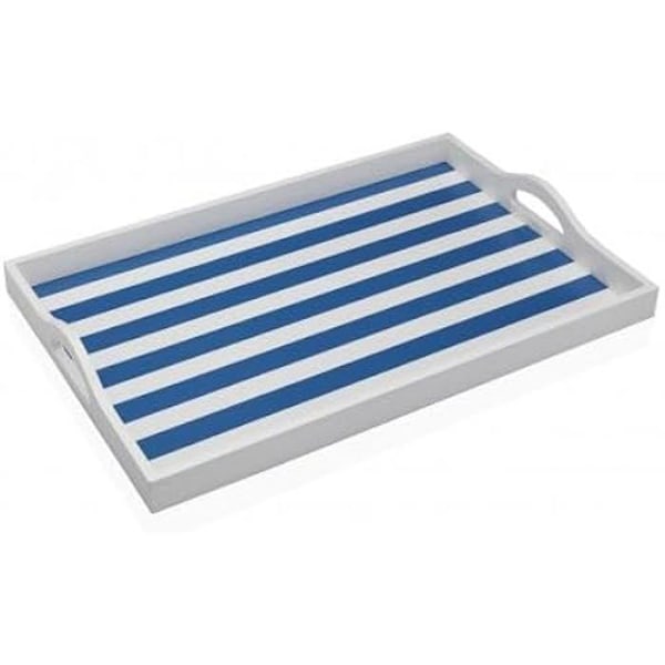 Rektangulær Bakke i Blå MDF Træ - VERSA - 30 x 5 x 45 cm Flerfärgad