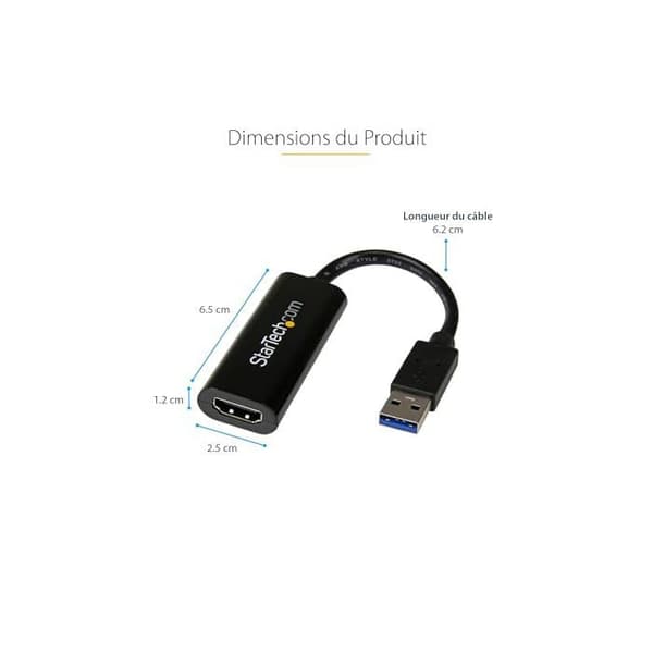 StarTech.com - USB32HDES - Slank USB 3.0 til HDMI videoadapter - M/K - 1920x1200