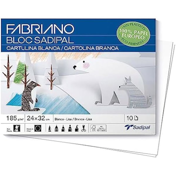 Kartongblock - ESCOLOFI - Set med 10 - 10 ark - Vit färg - Idealisk för gör-det-själv Vit