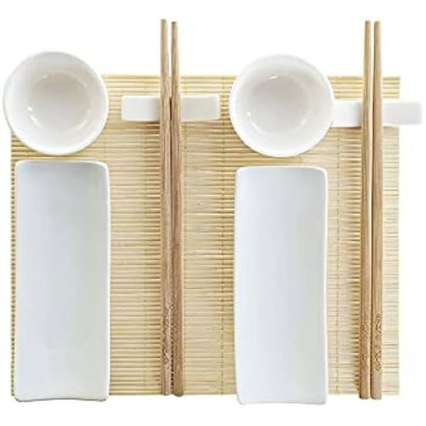 Sushiservice - DKD HEMINNREDNING - Modell S3025784 - Stengods och bambu - Mått 28,5 x 19,5 cm - Färg Vit Vit