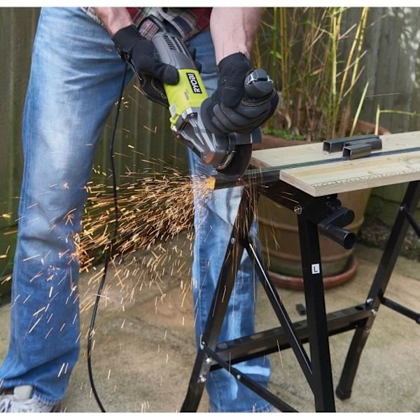 RYOBI - Kulmahiomakone 800 W halk. 125 mm - 12 000 rpm - Toimitetaan 1 125 mm metallilevyllä ja 1 huoltoavaimella - RAG800-125G Grönt och kol
