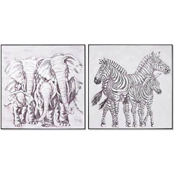 Målning - HOME ESPRIT - Rektangulär - Flerfärgad - 100 x 3,5 cm - 2 enheter mångfärgad