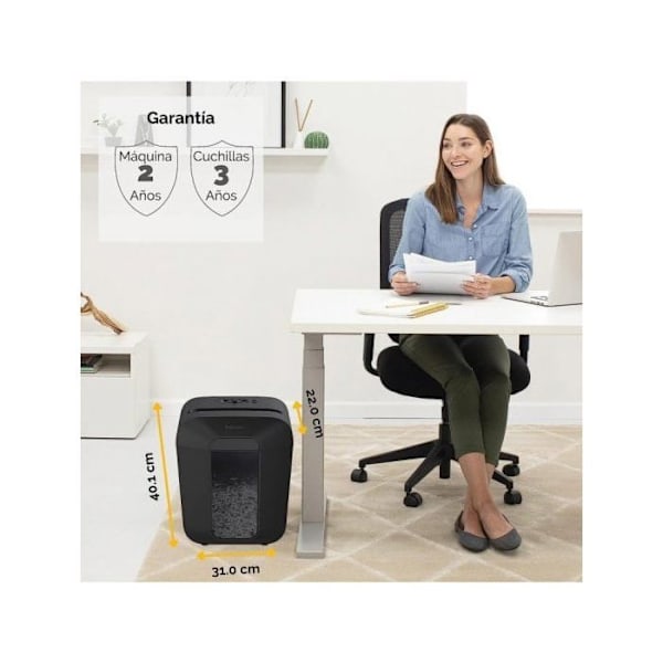 Dokumentmakulator - FELLOWES - LX50 - Krydsskåret - 9 ark - 17 liter Svart