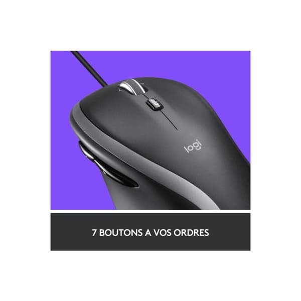Kabelmus - Logitech - M500s - Ultra-hurtig rulning - 7 tilpasselige knapper - Grå