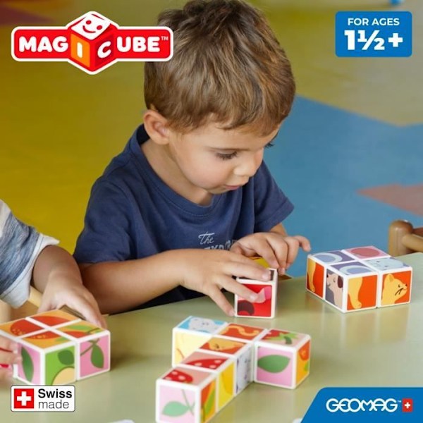 Magneettiblokit - GEOMAG - Magicube 132 - 7 osaa - Painetut eläimet - Mukana kortit