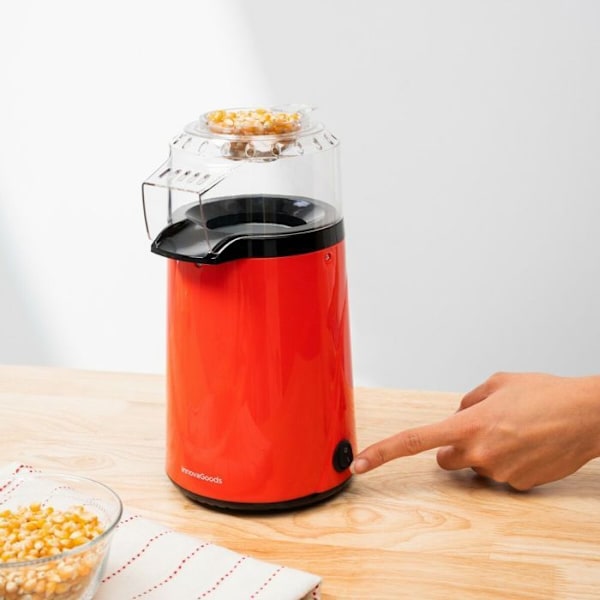 Popcorn-kone - InnovaGoods - Popmar - 1200 W - Kuuma ilma - Kompakt ja kevyt muotoilu röd/svart/transparent