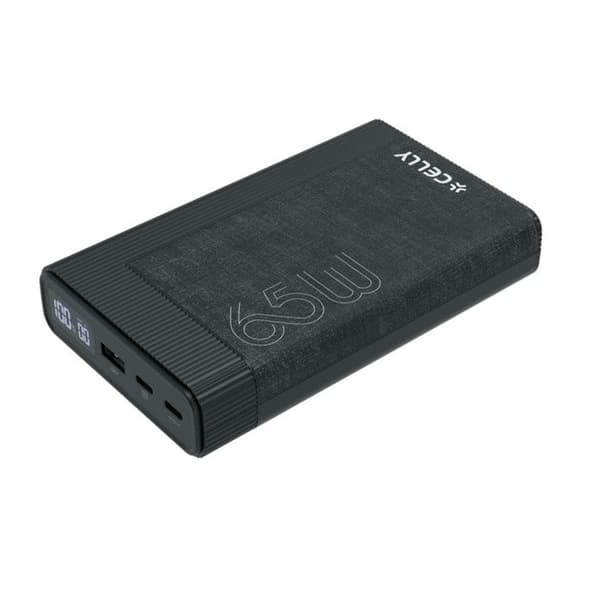 Powerbank - CELLY - PBPD65W20EVOBK - Sort - 20000 mAh - Batteri Sort