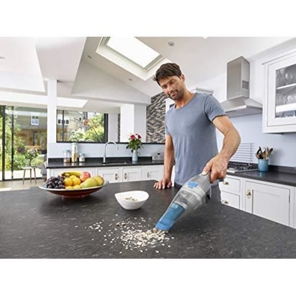BLACK+DECKER NVC215WA-QW Trådløs håndstøvsuger - 7,2 V - Opladningsbase - 15,5 børste, 385 ml, sølv og blå NVC215WA-Q