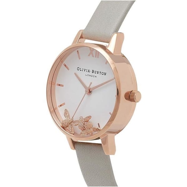 Ur - Olivia Burton - OB16CH03 - Hvid urskive - Læderrem - Rose guld urkasse grå