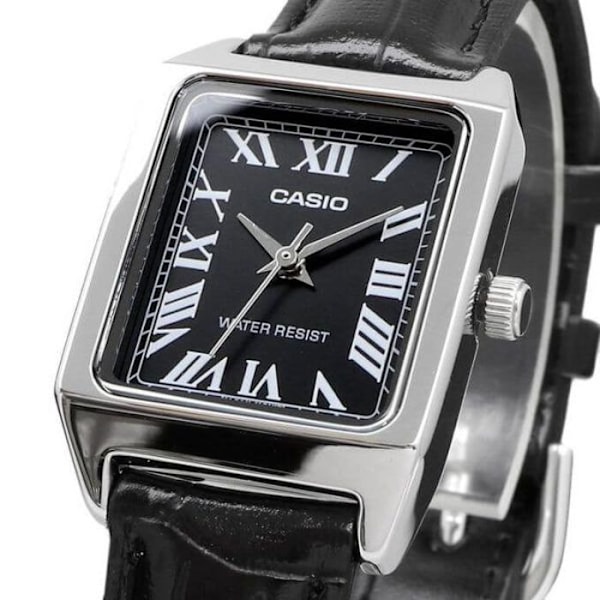 Casio Index romerska siffror – LTP-V007L-1BUDF – Svart läderrem Svart