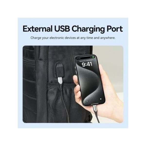 Mochila Vention KRKB0 til 17” bærbar computer, USB, vandtæt, tyverisikret, sort, 20L