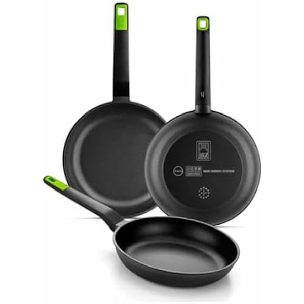 Sæt med 3 stegepander BRA GASTRO A841202 - Rustfrit stål - Non-stick - Gas - 20-22-28 cm