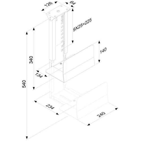 NEWSTAR computerstøtte - Monteres under skrivebordet - Sort - Justerbar højde 39-54 cm