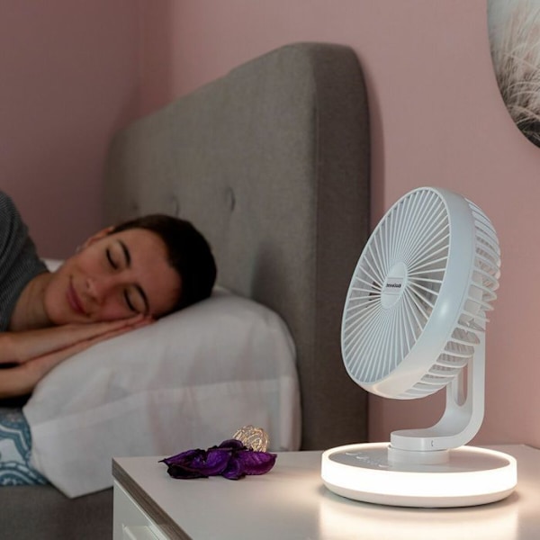 Uppladdningsbar skrivbordsfläkt med LED InnovaGoods FanLed Vit
