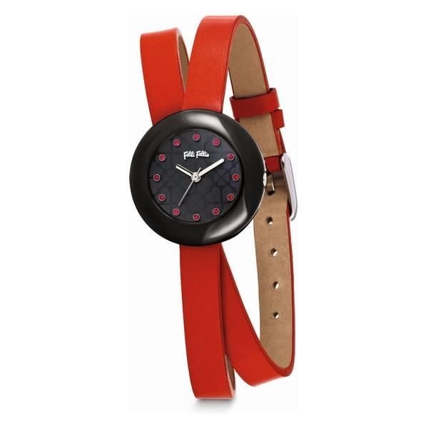 Kvinnoarmbandsur - Folli Follie - WF13F029SSR - Röd Läder - Ø 28 mm - Kvarts - Analogt röd svart