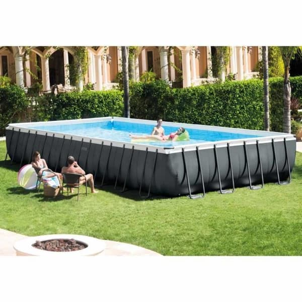 Intex overjordisk pool - Rektangulær Ultra XTR Frame - 975x488x132 - Volleyball sæt Blå