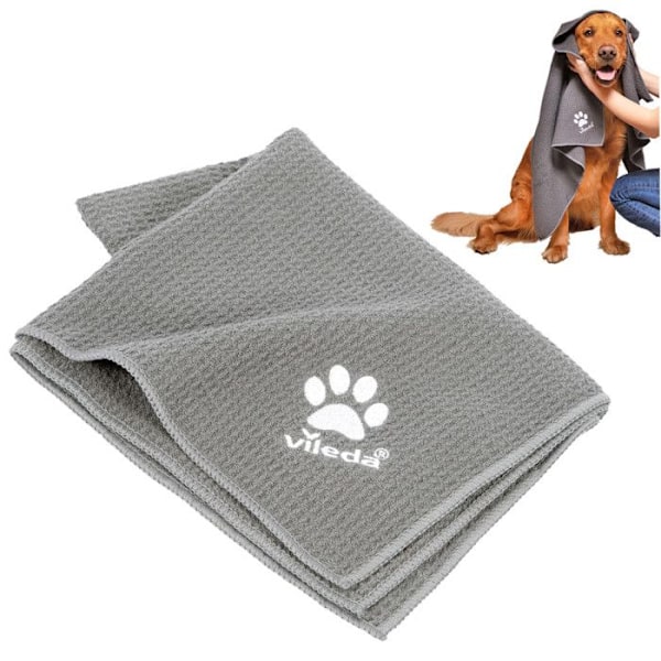 Serviet til dyr - VILEDA - PET Pro Mikrofiberhåndklæde XL - 65 x 100 cm - 100% Mikrofiber - Vaskbar Lysegrå