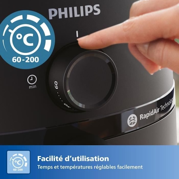 Fritøjs uden olie - PHILIPS - NA120/00 - Airfryer Serie 1000 4.2L - 12 tilberedningsmetoder - 1500W - Sort Sort