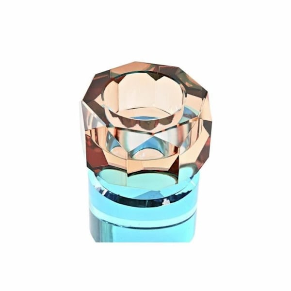 tvåfärgad bärnstensgrön ljusstake i glas 7 x 7 x 9 cm